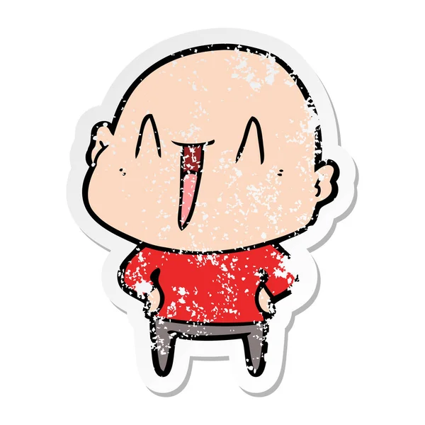 bir mutlu karikatür kel adamın sıkıntılı etiket