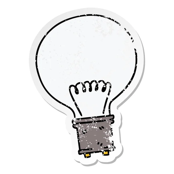 風変わりな手の苦しめられたステッカー描画漫画電球 — ストックベクタ