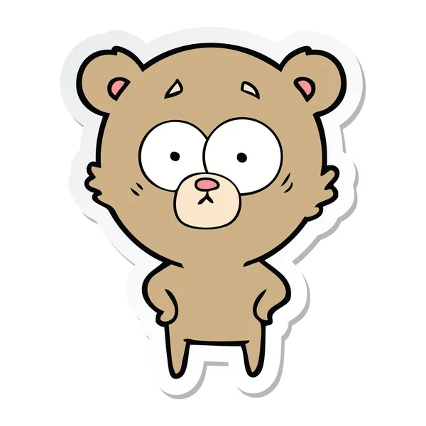 Sticker of a surprised bear cartoon — Stock Vector