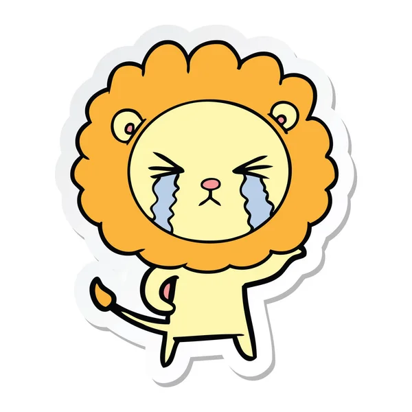 Pegatina León Llorón Dibujos Animados — Vector de stock