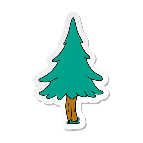 Hand Getekende Sticker Cartoon Doodle Van Bossen Pijnbomen — Stockvector