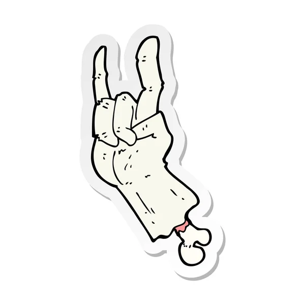 Sticker Van Een Cartoon Zombie Hand Rock Symbool Maken — Stockvector