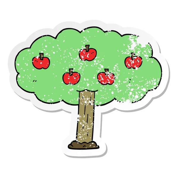 Distressed sticker of a cartoon apple tree — Stock Vector