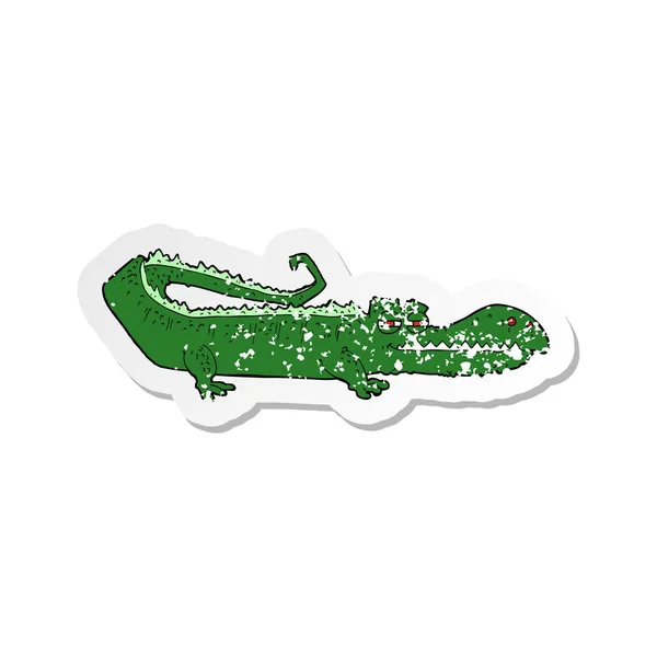 Retro Distressed Nálepka Kreslený Krokodýla — Stockový vektor