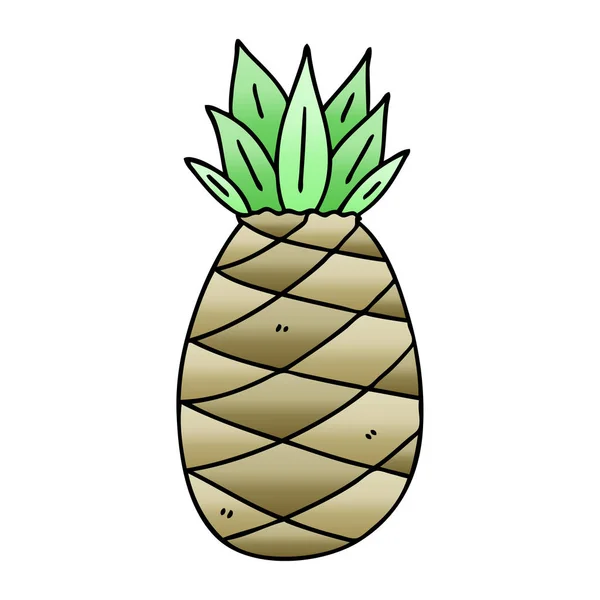 Gradient Cieniowany Ekscentryczne Kreskówka Ananas — Wektor stockowy