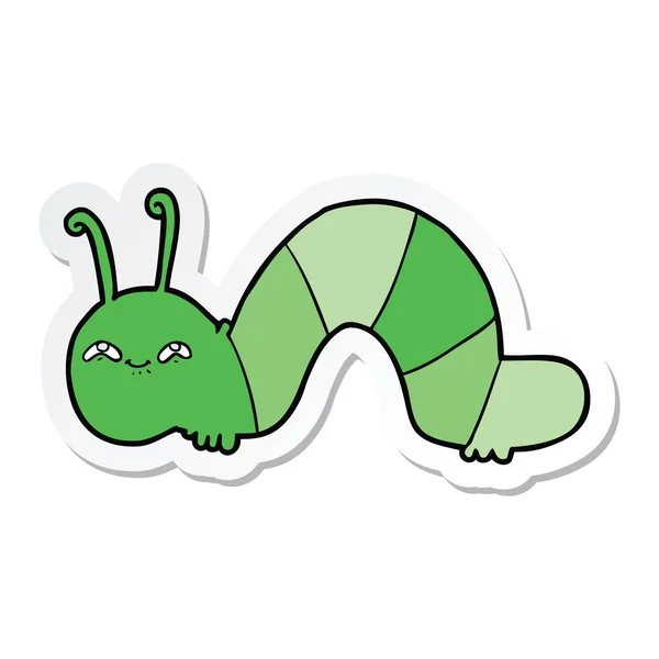 Sticker Cartoon Happy Caterpillar — Stock Vector