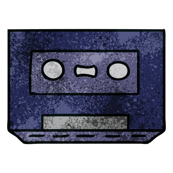 Hand Drawn Textured Cartoon Doodle Retro Cassette Tape — Stock Vector