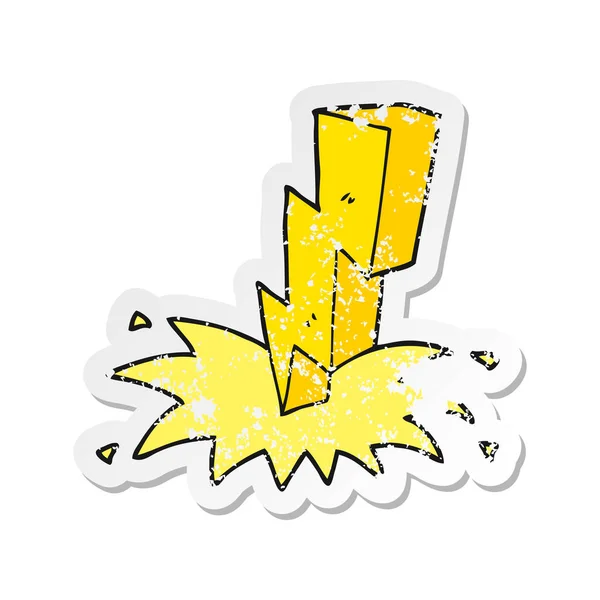 Retro noodlijdende sticker van een cartoon lightning bolt — Stockvector