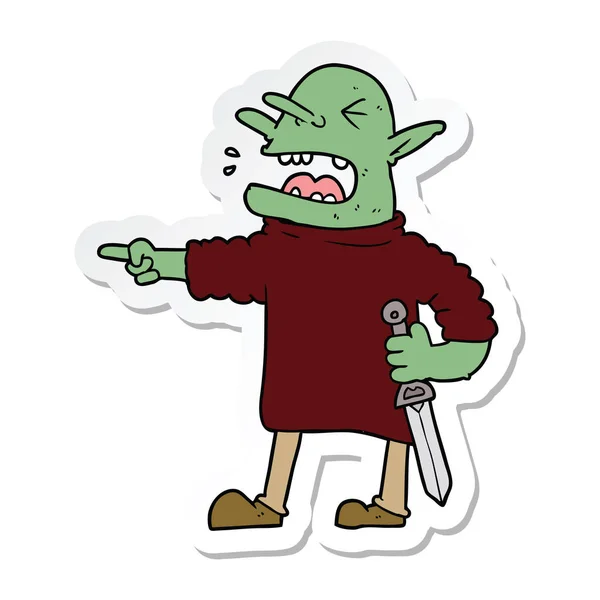 Naklejki cartoon Goblin z nożem — Wektor stockowy