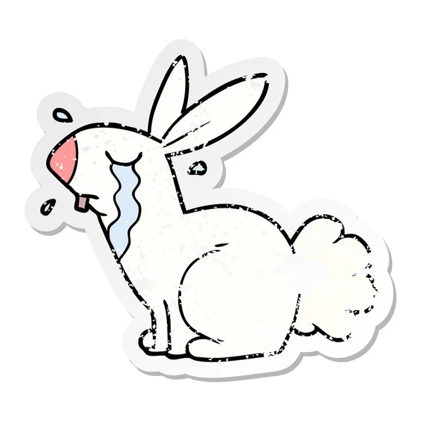 Distressed Sticker Cartoon Bunny Rabbit Crying — Stock Vector