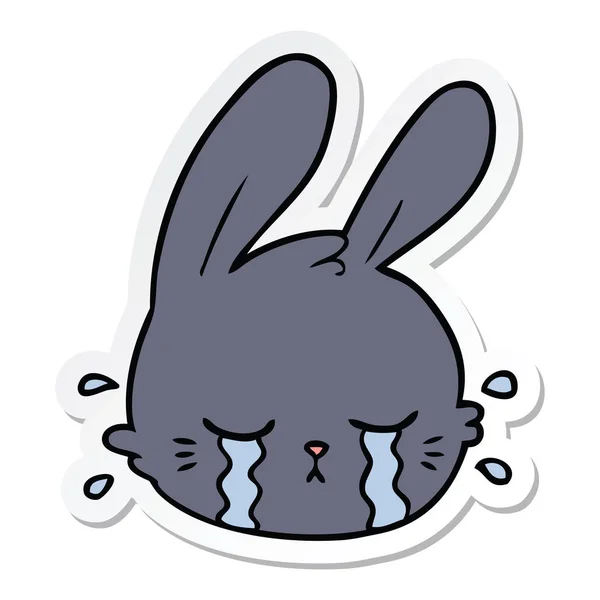 Etiqueta de uma cara de coelho de desenho animado que chora —  Vetores de Stock