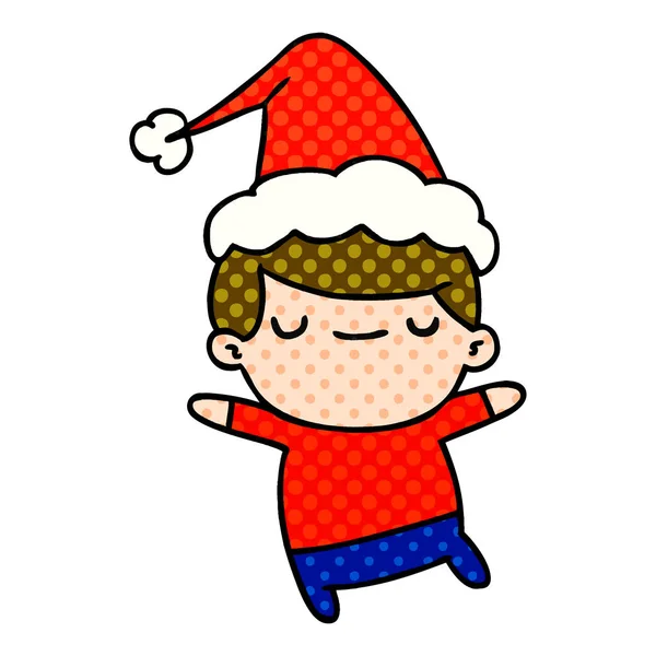 Hand Drawn Christmas Cartoon Kawaii Boy — Stock Vector