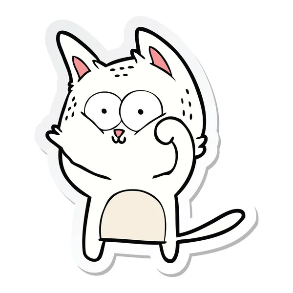 Aufkleber Einer Cartoon Katze Die Süß Ist — Stockvektor