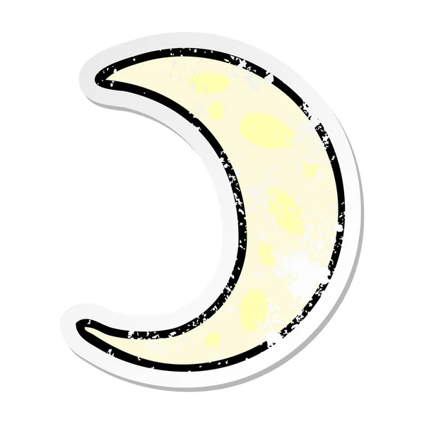 Hand Drawn Distressed Sticker Cartoon Doodle Crescent Moon — Stock Vector