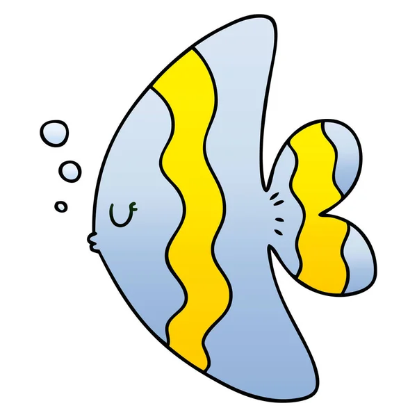 Schrullige Gradienten schattierten Cartoon-Fische — Stockvektor