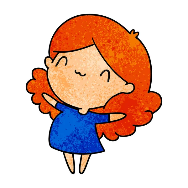 bir şirin kawaii kız dokulu karikatür çizimi