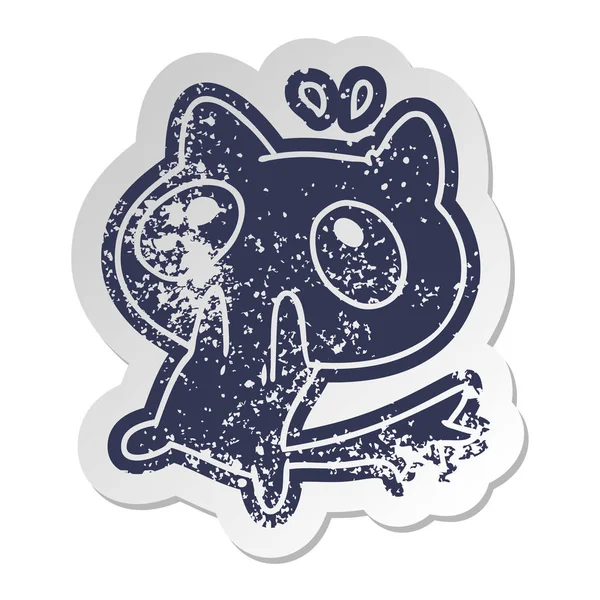 sıkıntılı eski çizgi film etiketi kawaii şok bir kedi