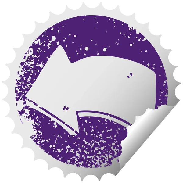 Verontruste Circulaire Peeling Sticker Eigenzinnige Symbool Pijl — Stockvector