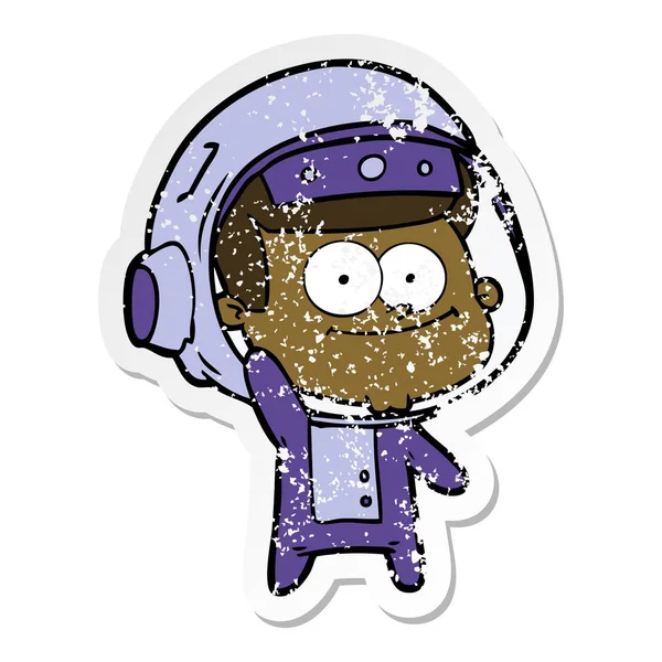 mutlu astronot karikatür sıkıntılı etiket