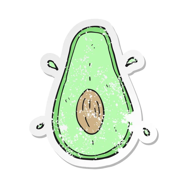 Pegatina retro angustiado de un aguacate de dibujos animados — Archivo Imágenes Vectoriales