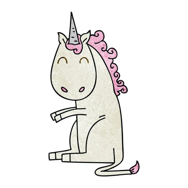 Unik gambar tangan kartun unicorn - Stok Vektor