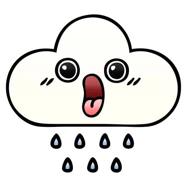 Gradient shaded cartoon rain cloud — Stock Vector