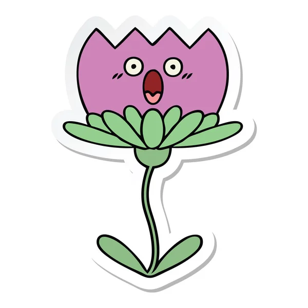 Αυτοκόλλητο Από Ένα Χαριτωμένο Κινούμενα Λουλούδι — Διανυσματικό Αρχείο