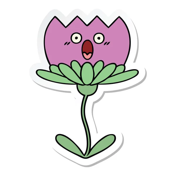 Pegatina Una Linda Flor Dibujos Animados — Vector de stock