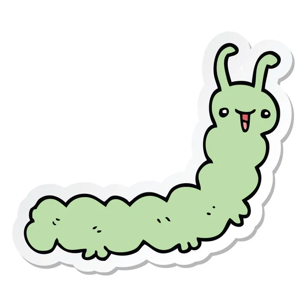 Sticker of a cartoon caterpillar — Stock Vector