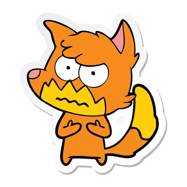 Sticker Cartoon Annoyed Fox — Stock Vector