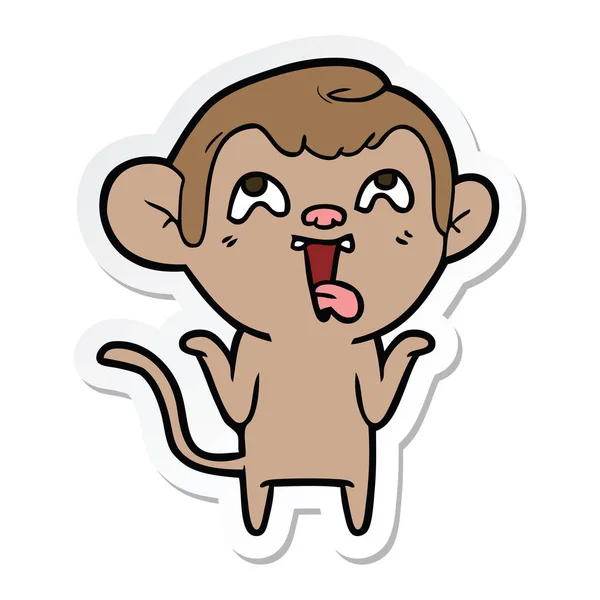 Pegatina de un mono de dibujos animados loco — Vector de stock