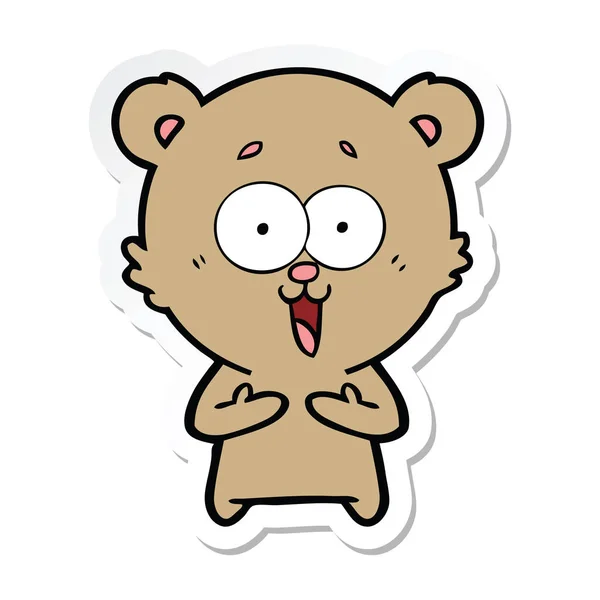 Sticker van een lachende teddy bear cartoon — Stockvector