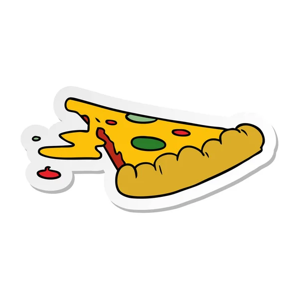 Aufkleber Cartoon Doodle einer Scheibe Pizza — Stockvektor