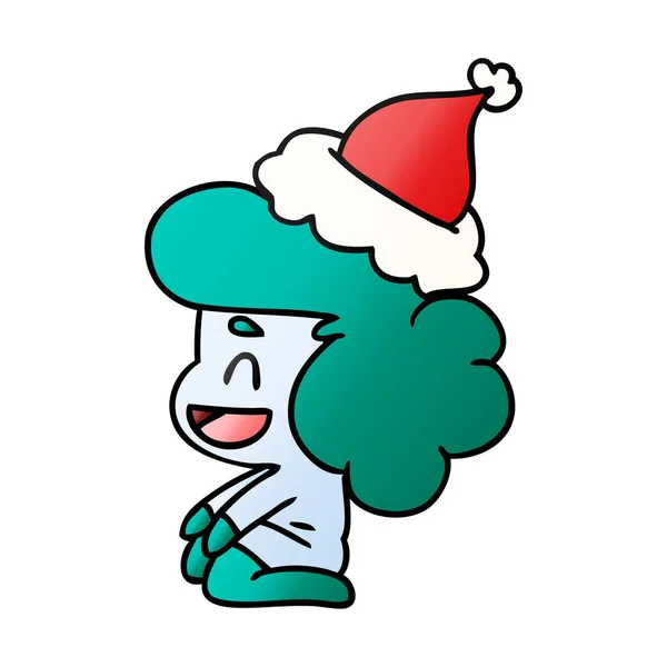 Handgezeichneter Weihnachtsgradienten Cartoon Von Kawaii Ghost — Stockvektor
