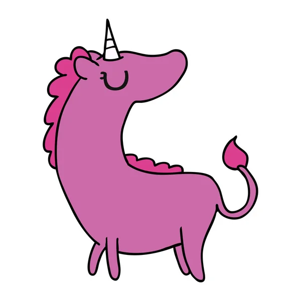 Kartun Dengan Tangan Bebas Kawaii Unicorn - Stok Vektor