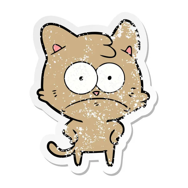 만화 긴장 고양이의 고민된 스티커 — 스톡 벡터