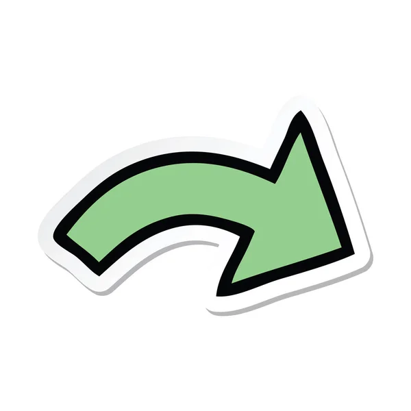 Sticker of a cute cartoon pointing arrow — Stock Vector