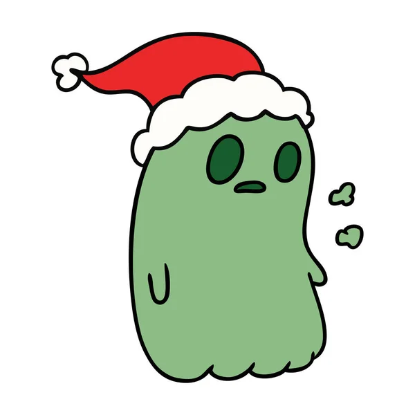 Mão Desenhada Desenhos Animados Natal Fantasma Kawaii — Vetor de Stock