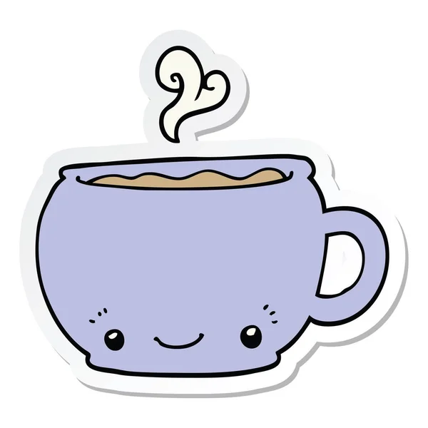 Etiqueta de um desenho animado xícara quente de café —  Vetores de Stock