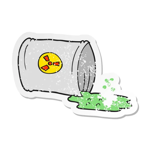 Retro Distressed Sticker Cartoon Nuclear Waste — Stock Vector