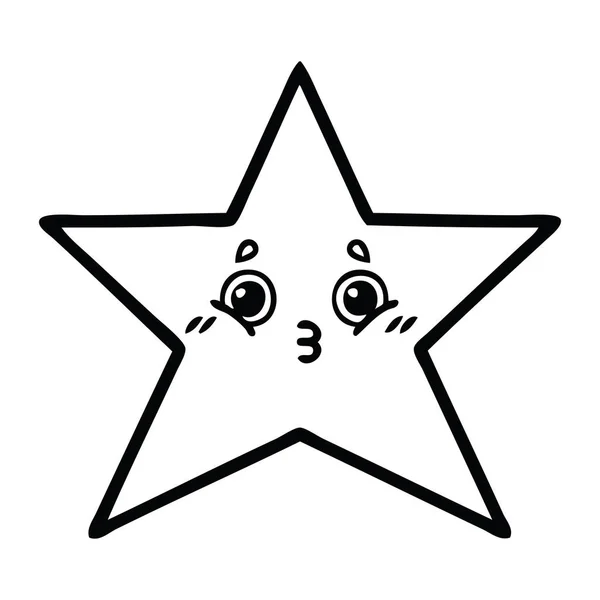 Dibujo Línea Dibujos Animados Una Estrella Oro — Vector de stock