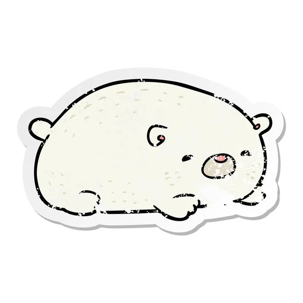 Pegatina Angustiada Oso Polar Dibujos Animados — Vector de stock