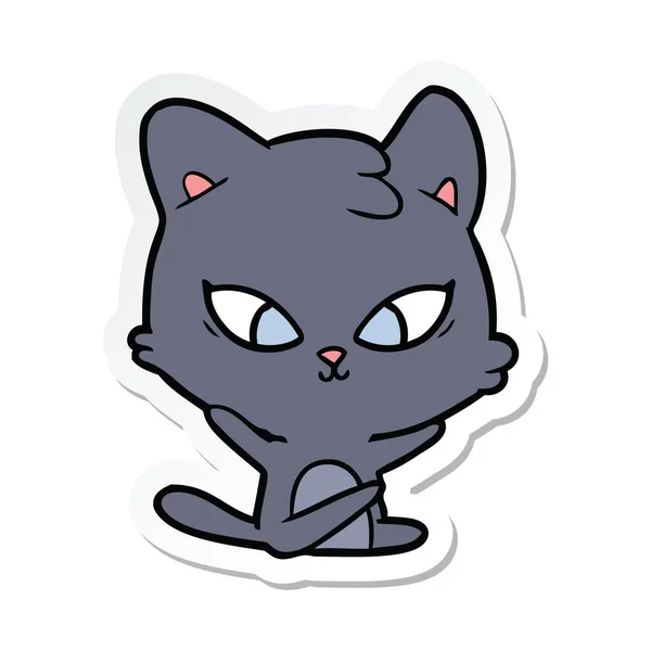Sticker Van Een Leuke Cartoon Kat — Stockvector