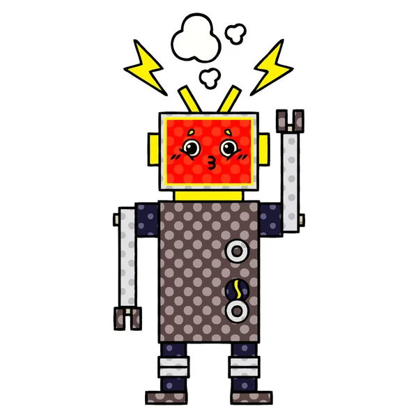 Fehlfunktion eines Comic-Roboters — Stockvektor