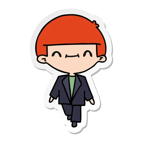 Sticker cartoon of cute kawaii boy in suit — Stock Vector