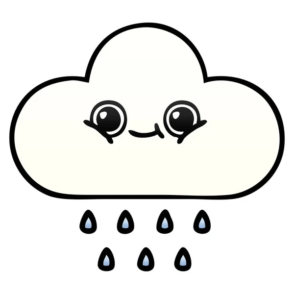 Caricatura Sombreada Gradiente Una Nube Lluvia — Vector de stock