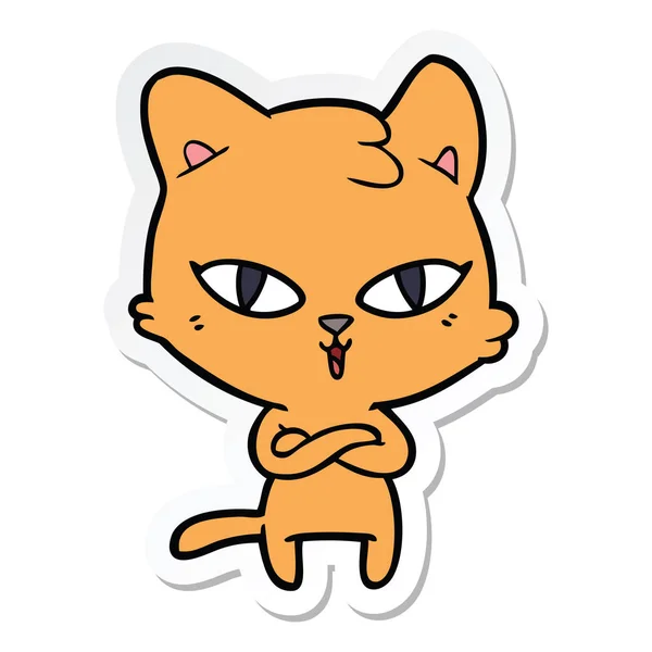 Sticker Van Een Cartoon Kat — Stockvector