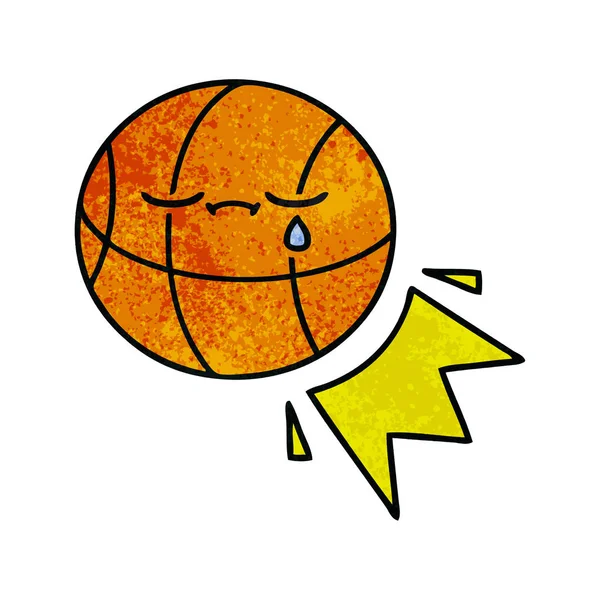 Retro grunge doku karikatür bir basketbol