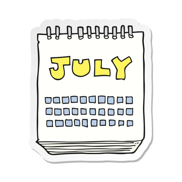 Etiket karikatür takvim gösteren ayın Temmuz — Stok Vektör