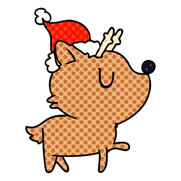 手描きの可愛い鹿のクリスマス漫画 — ストックベクタ